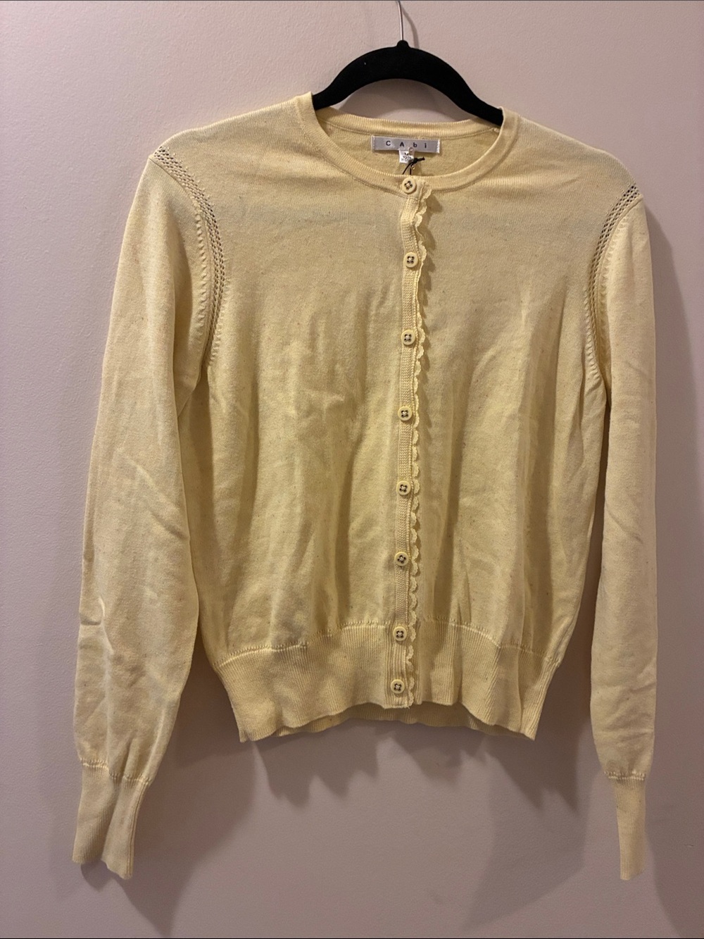 CAbi Yellow Crewneck Button-Front cardigan Sweater - NWT - medium